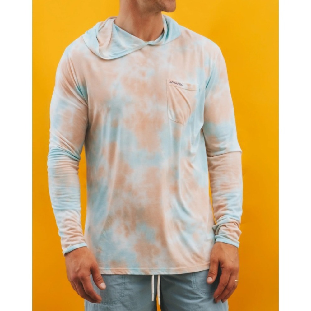 NEW Sendero Yucatan Bamboo Hoodie Tech Shirt Tie Dye Waco Surf 70%BAMBOO Size XL - Picture 3 of 11